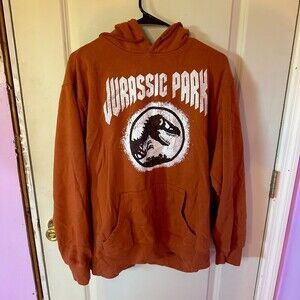 Jurassic World Hoodie Orange Graphic Dinosaur Bone T-Rex Universal Men's XL